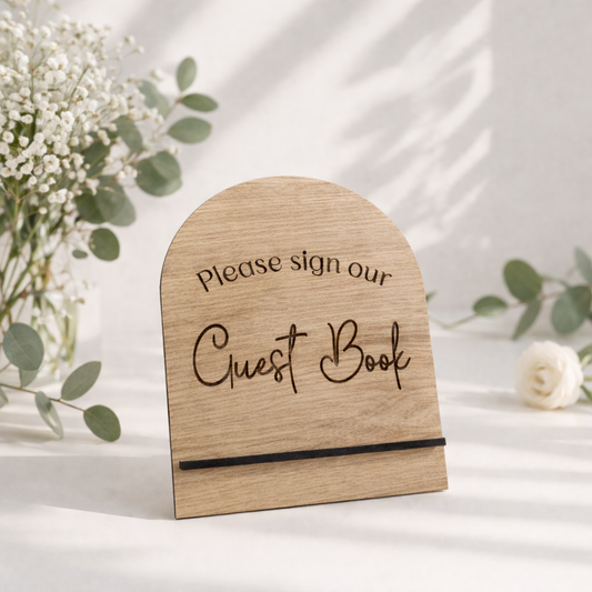 small sign for wedding guest book