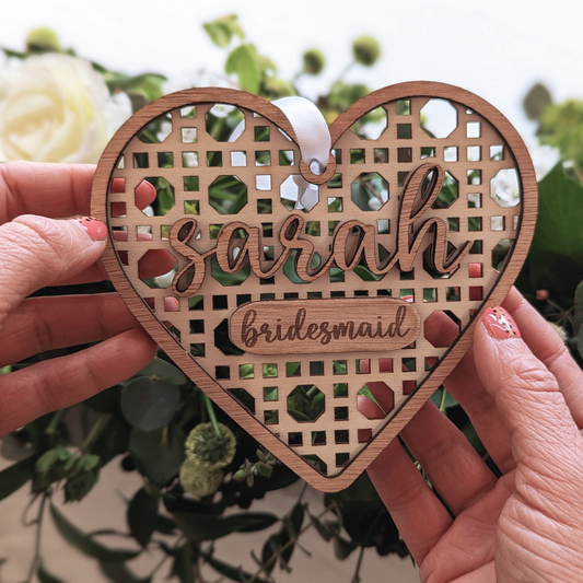 Bridal Party Rattan Effect Heart