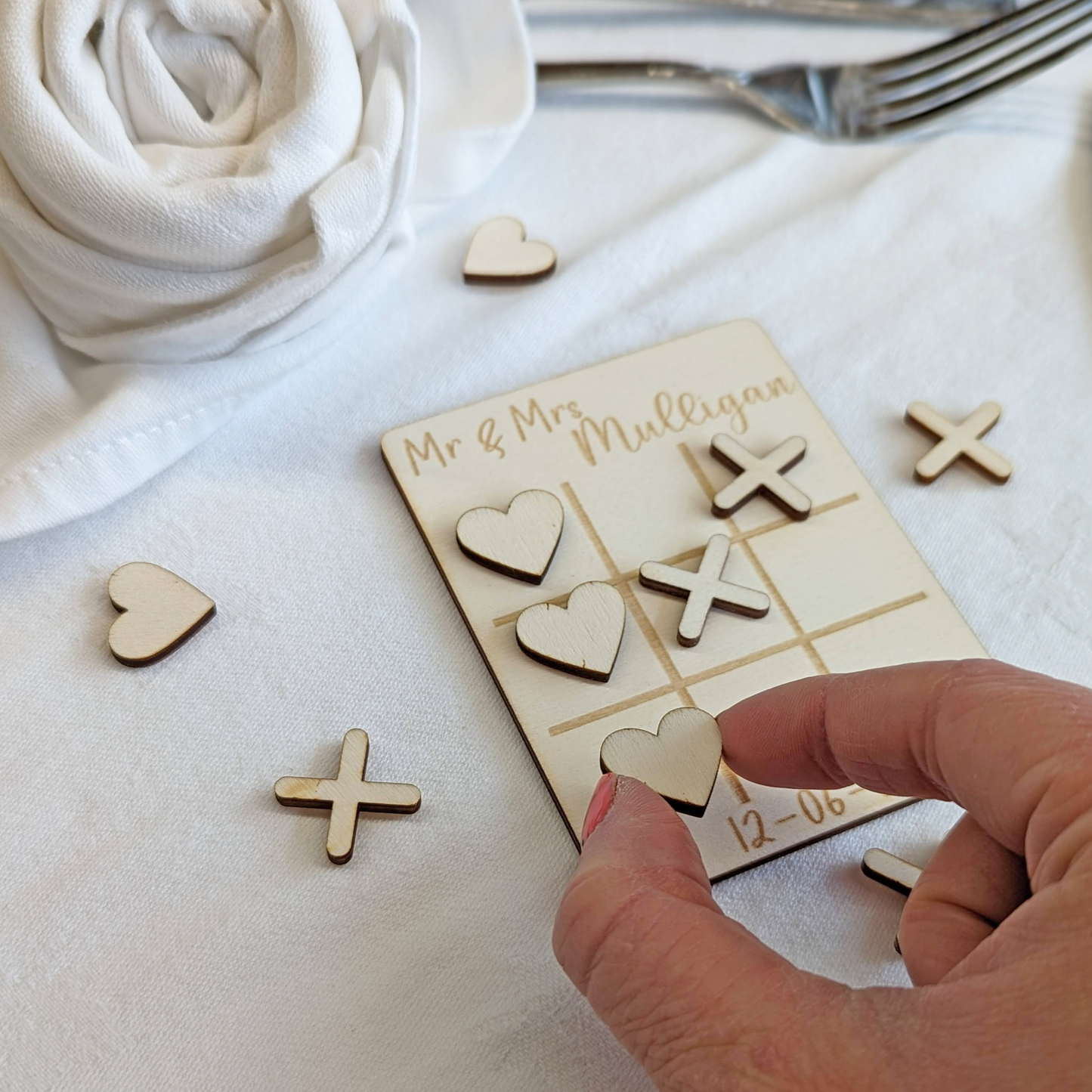 Rustic personalized Noughts and Crosses Table Game made of Poplar wood