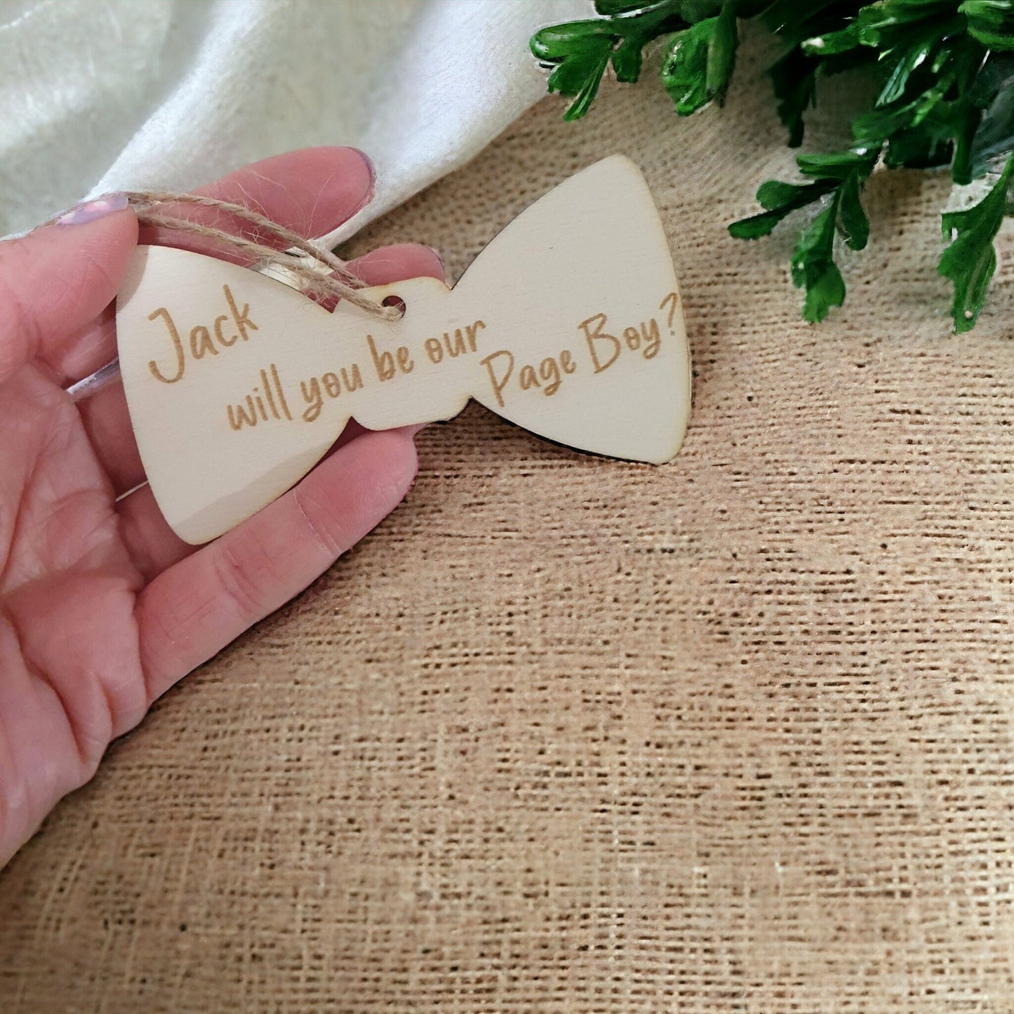 Customised page boy proposal keepsake. Personalised with page boy's name