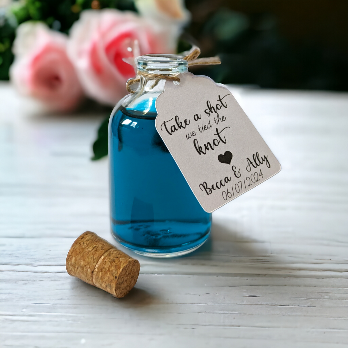 50ml Take a Shot Bottles with Personalised Tags