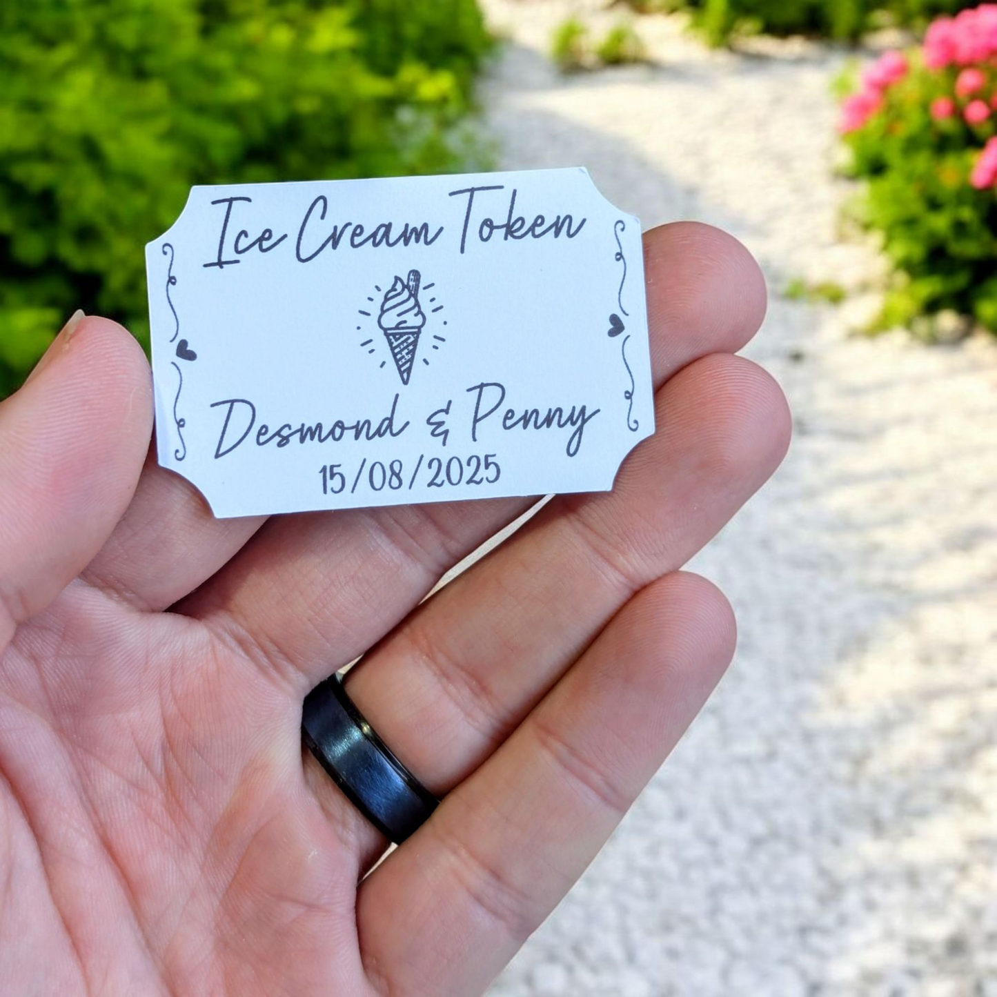 Personalised Wedding Ice Cream Tokens