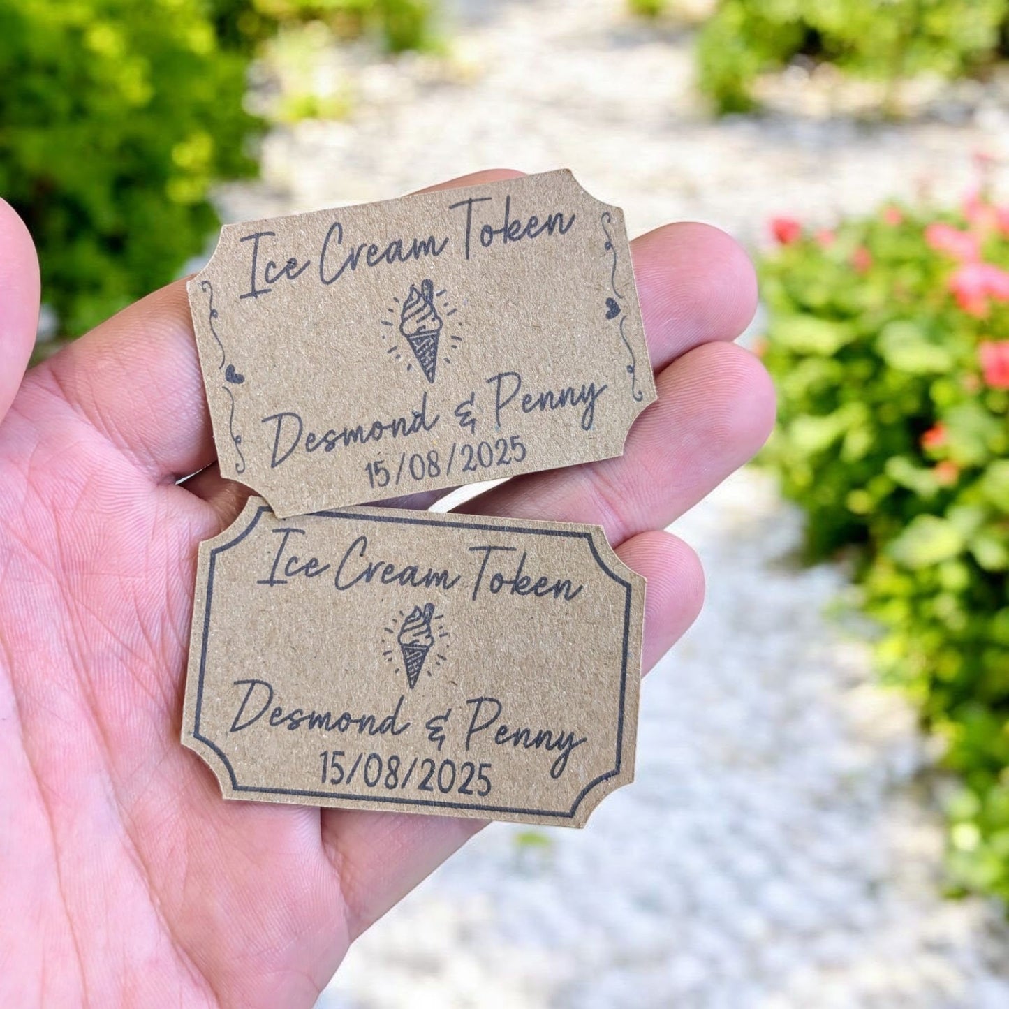Personalised Wedding Ice Cream Tokens