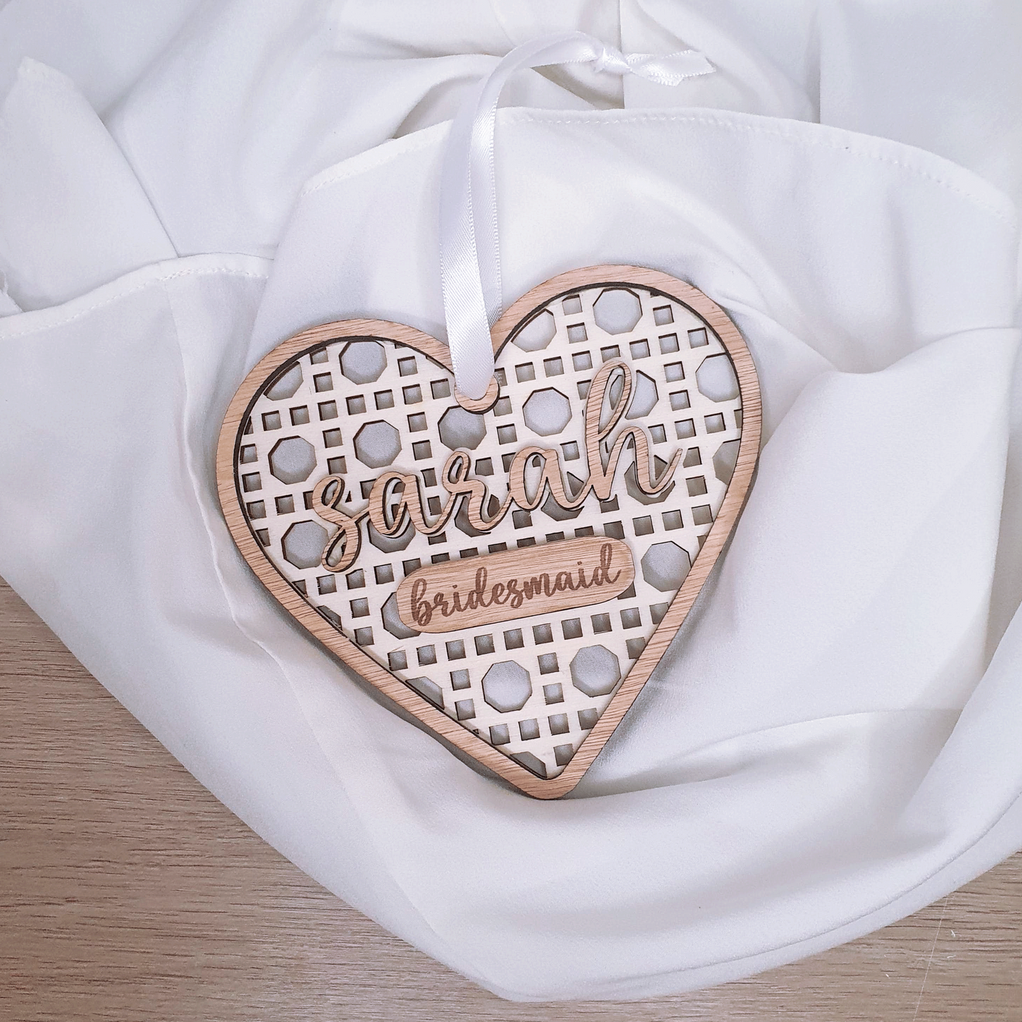 Bridal Party Rattan Effect Heart