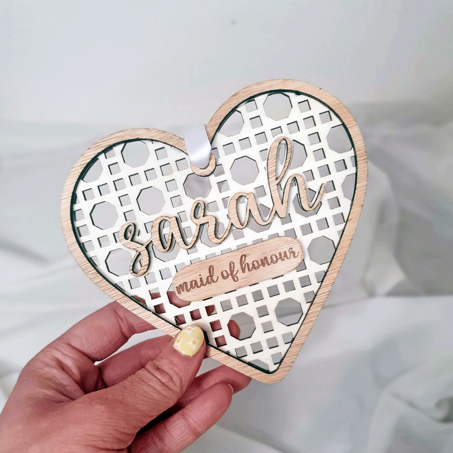 Bridal Party Rattan Effect Heart