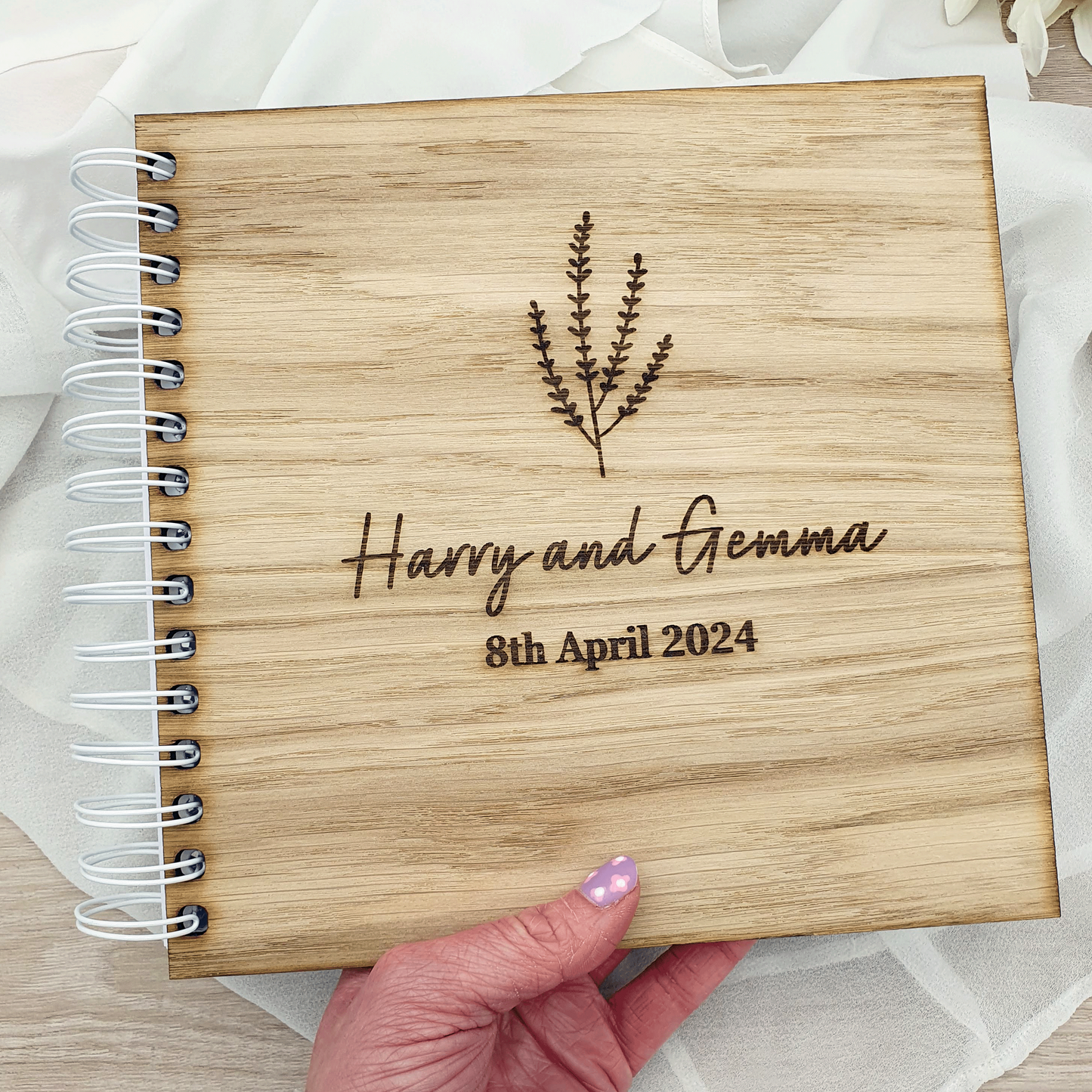 Boho Wooden Wedding Guest Book